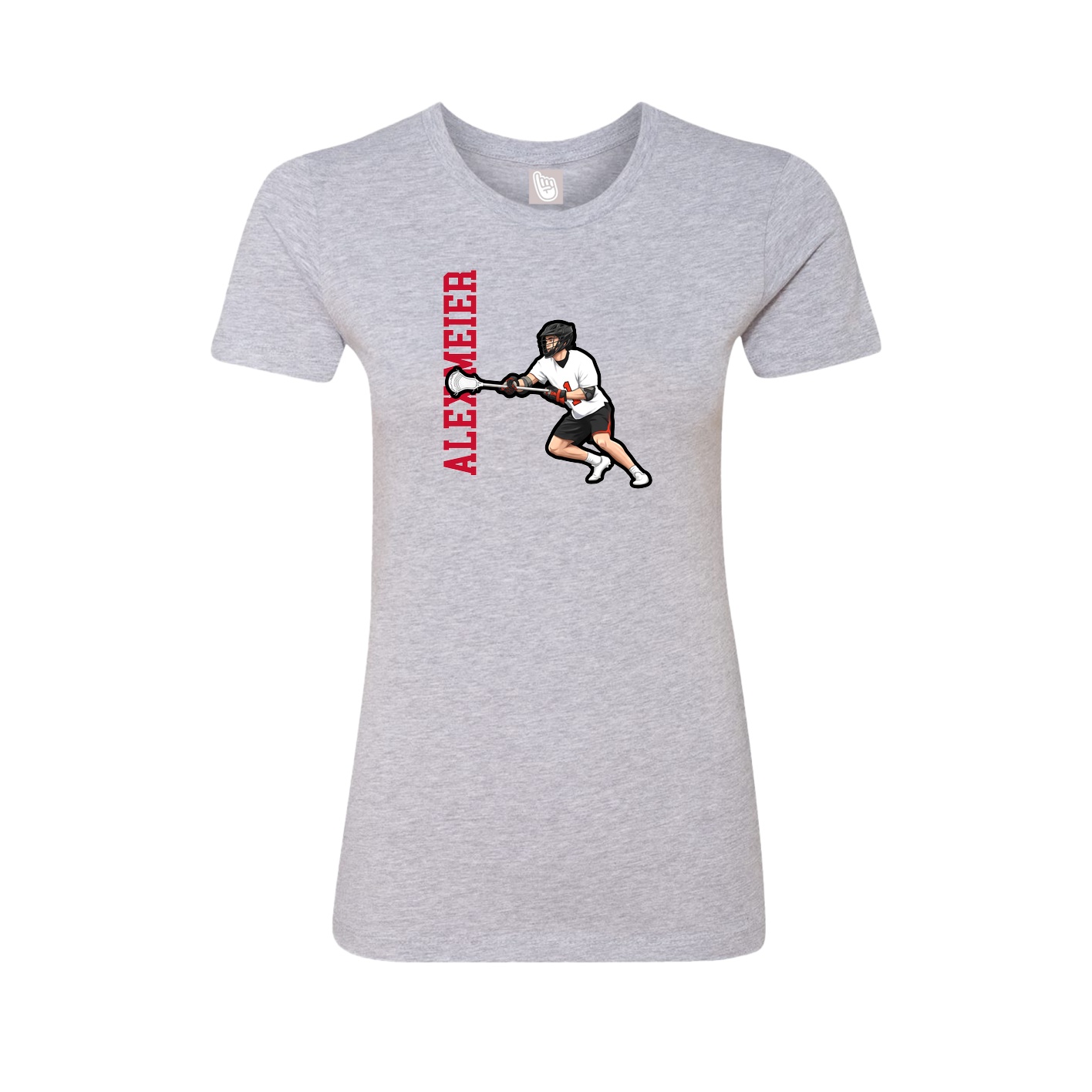 Womens Tee — Name Vertical in Grey
