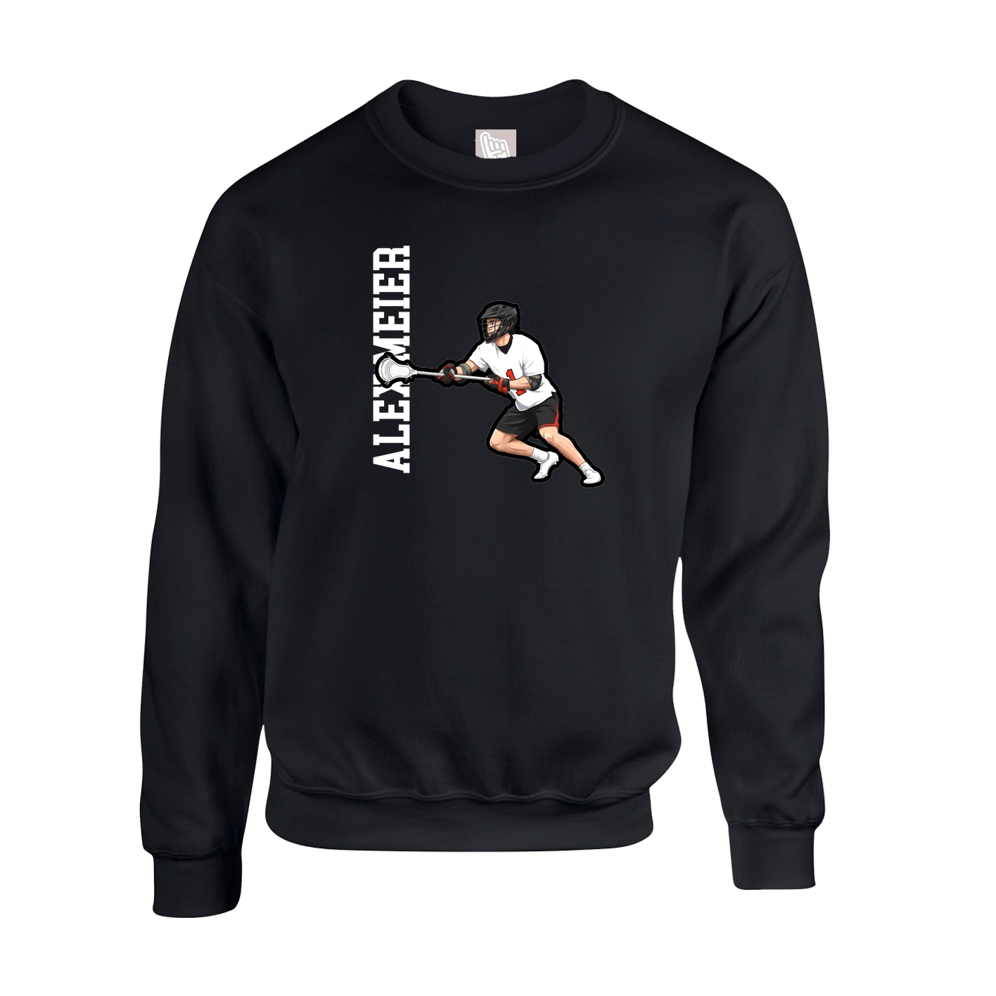 Fleece Crew — Name Vertical in Black