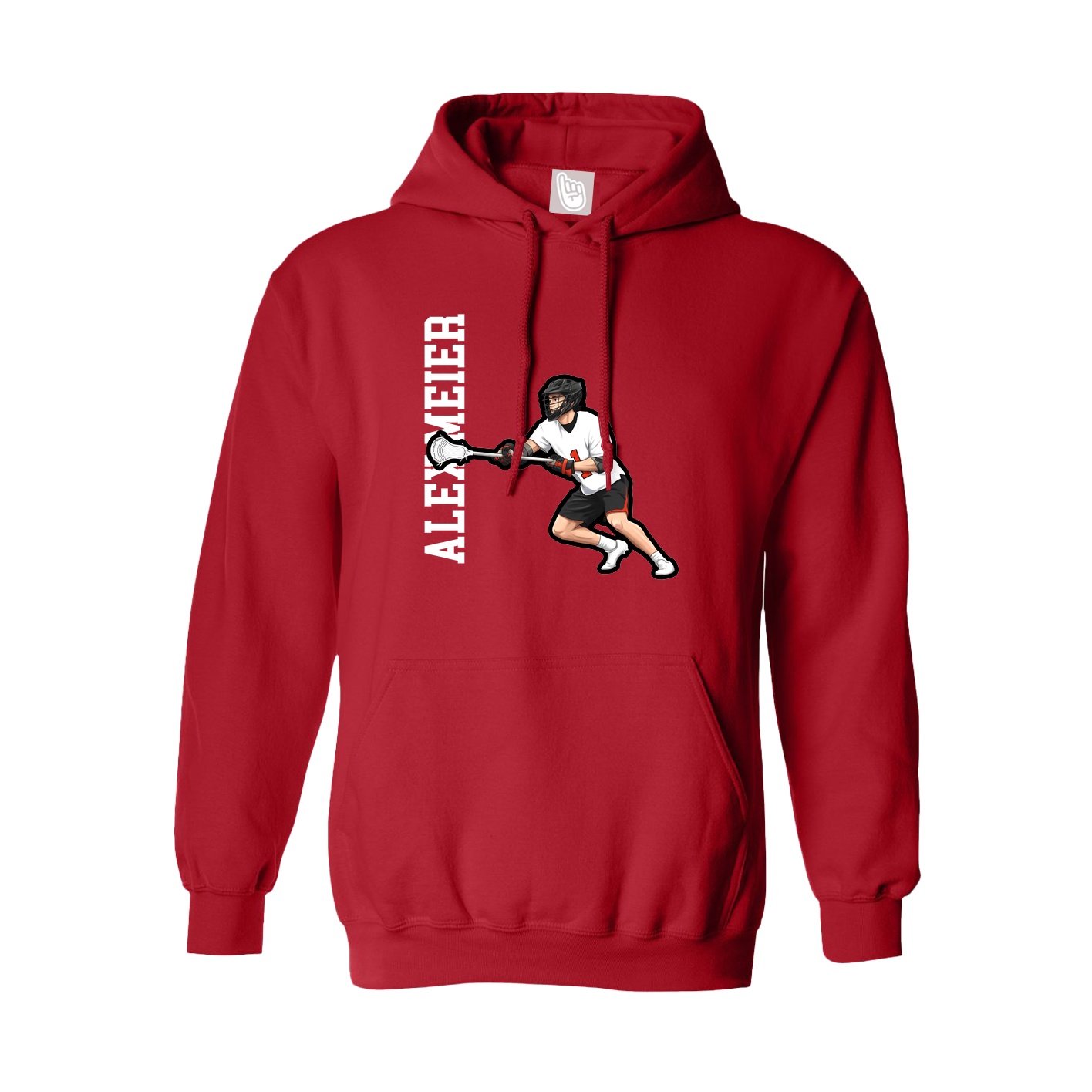 Youth Hoodie — Name Vertical in Red