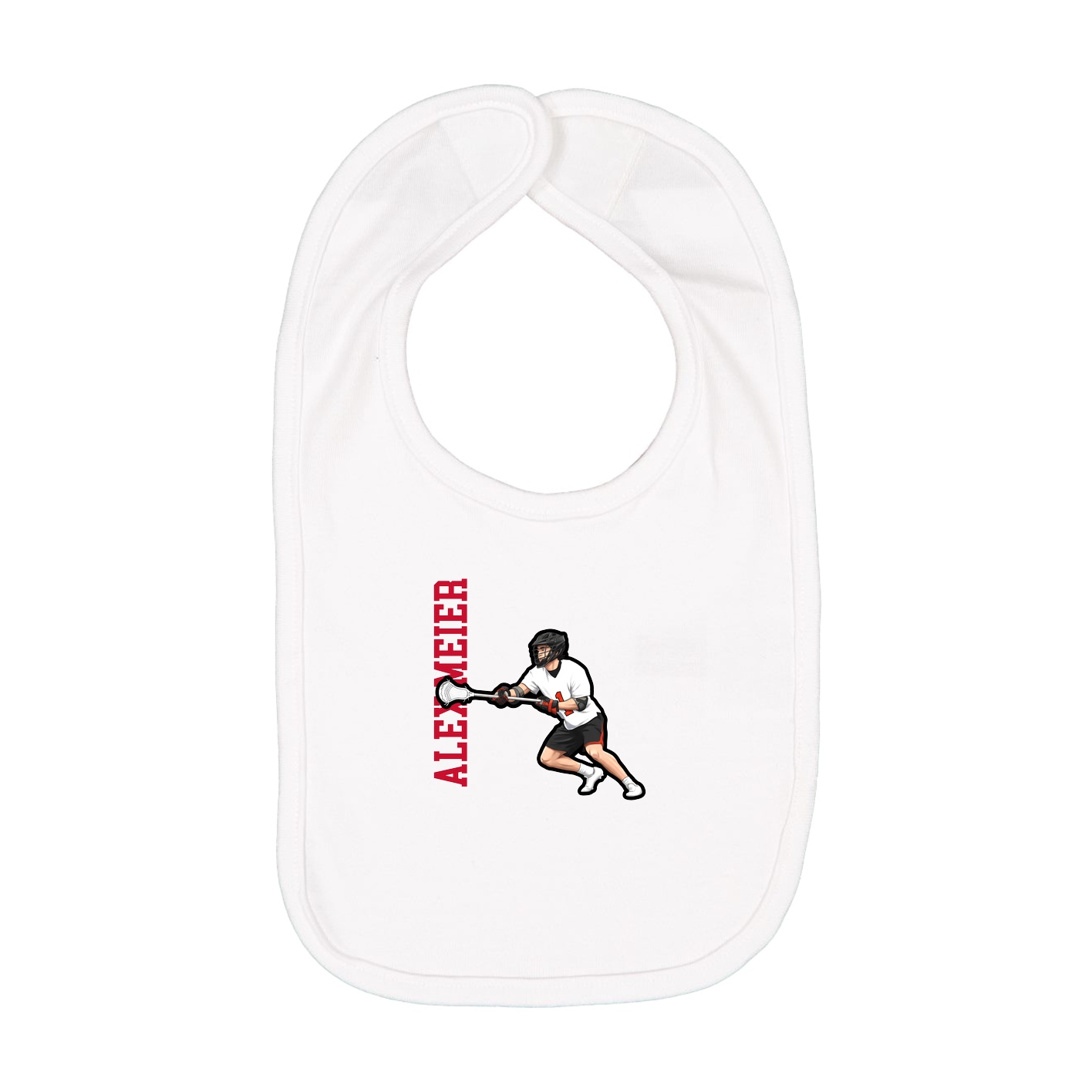 Infant Bib — Name Vertical in White