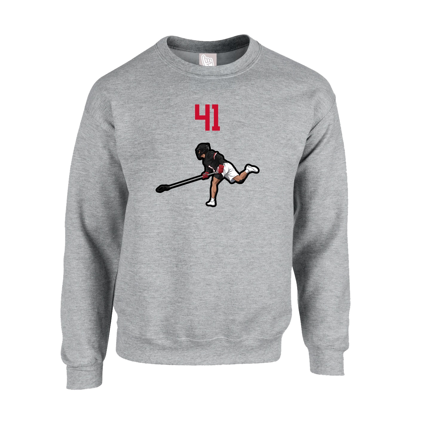 Fleece Crew — Number Top in Grey