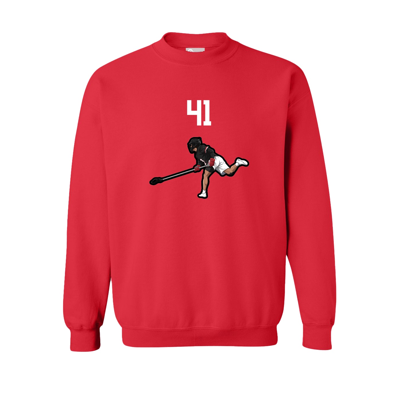 Fleece Crew — Number Top in Red