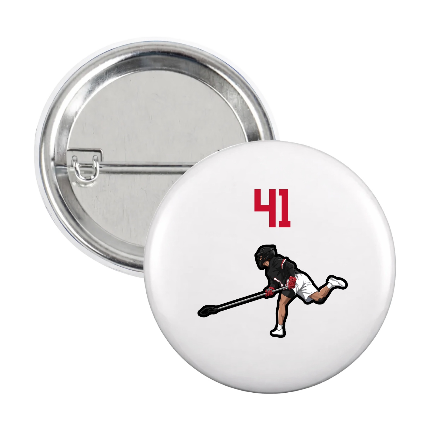 Game Day Button — Number Top in White