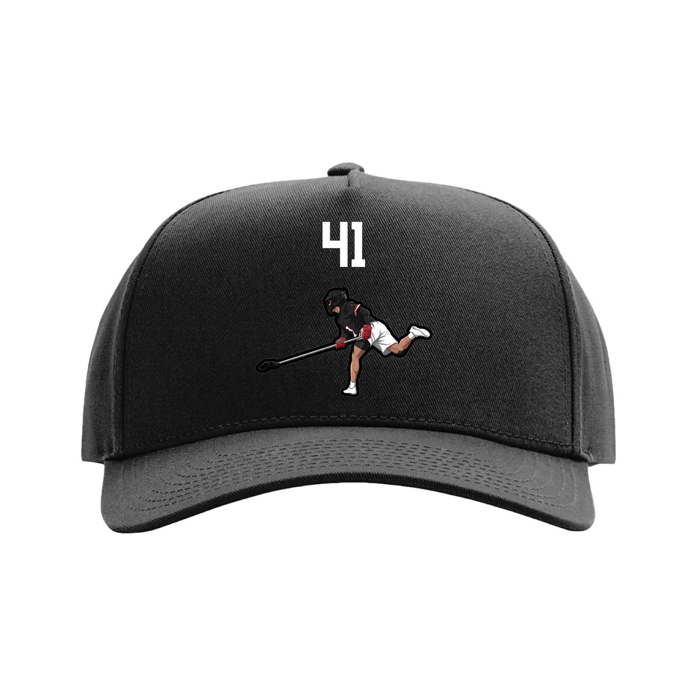 Full Fabric Five-Panel Champ Cap — Number Top in Black