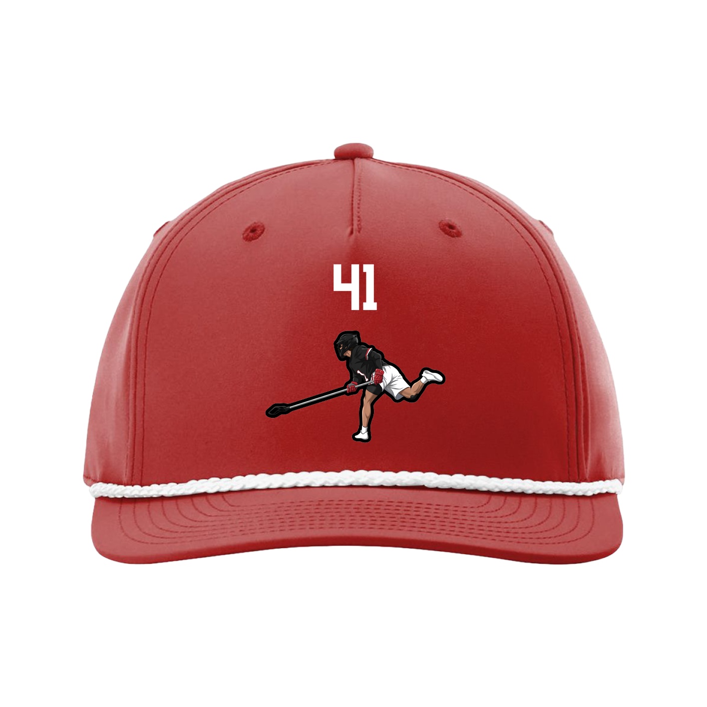 Five-Panel Classic Rope Cap — Number Top in Red