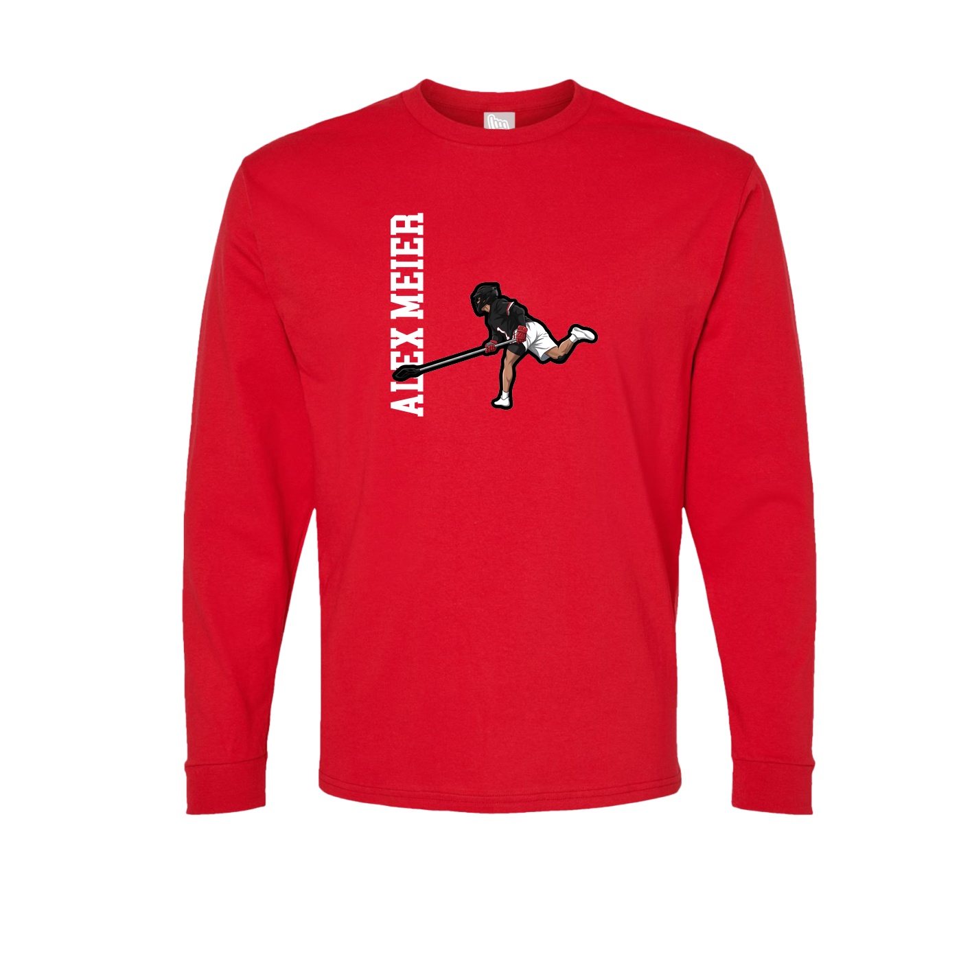 Long Sleeve Tee — Name Vertical in Red