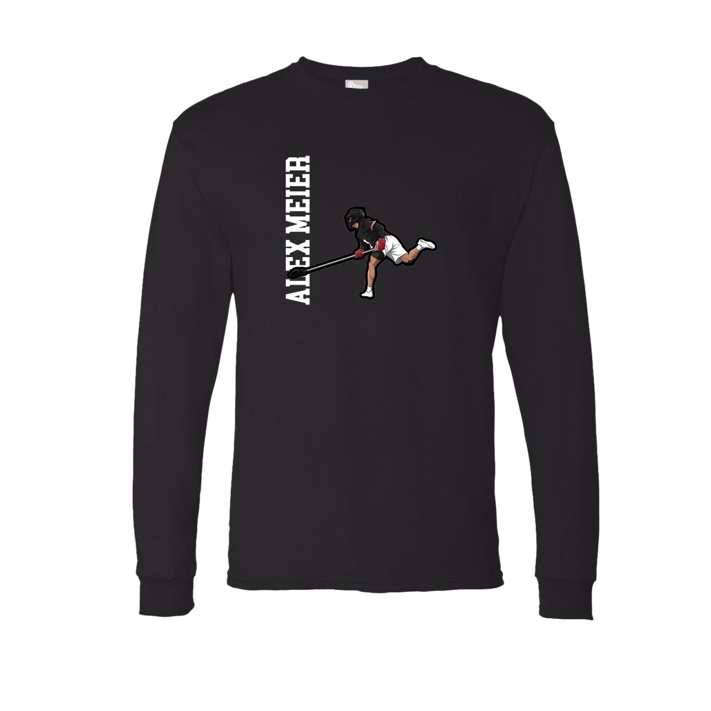 Long Sleeve Tee — Name Vertical in Black