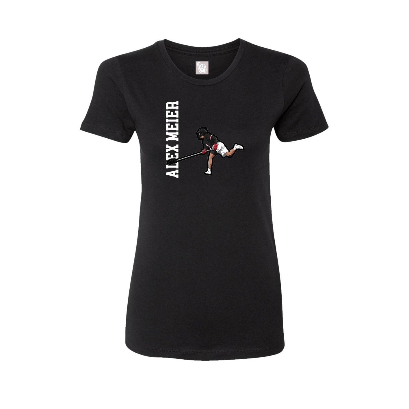 Womens Tee — Name Vertical in Black