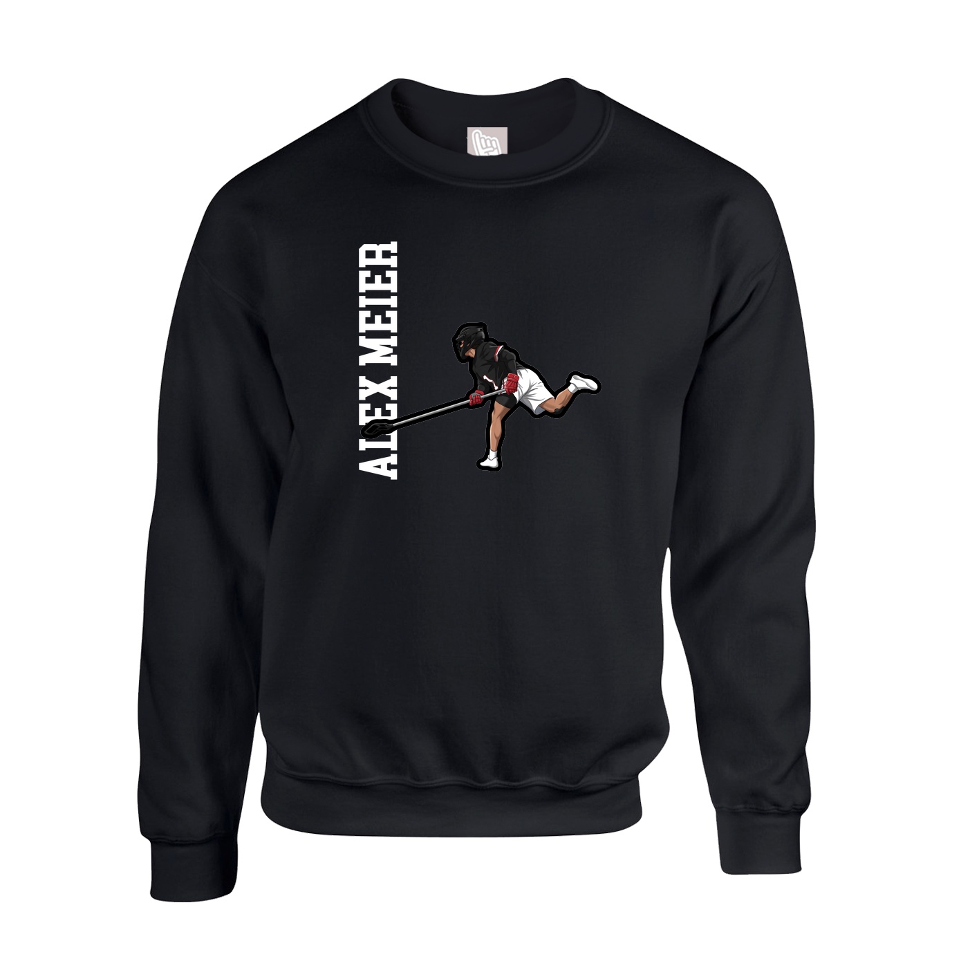 Fleece Crew — Name Vertical in Black
