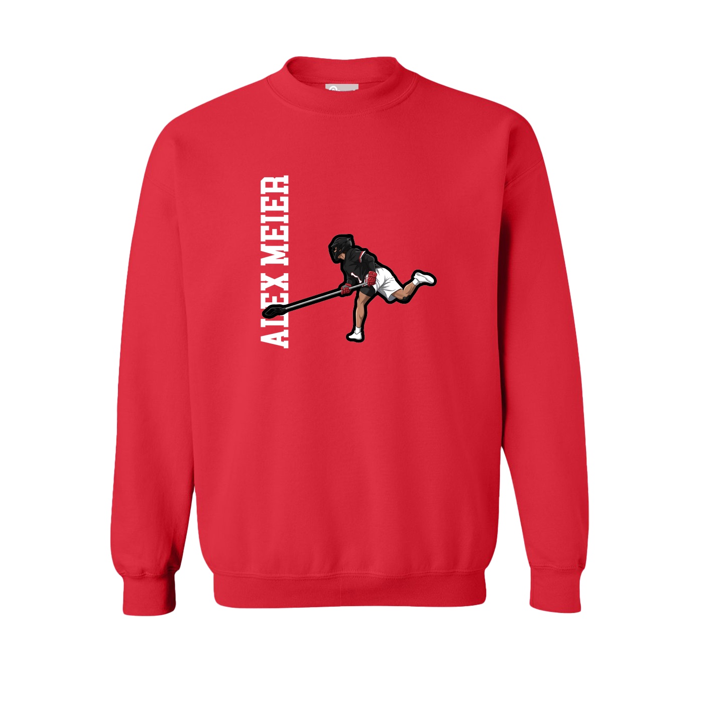 Fleece Crew — Name Vertical in Red