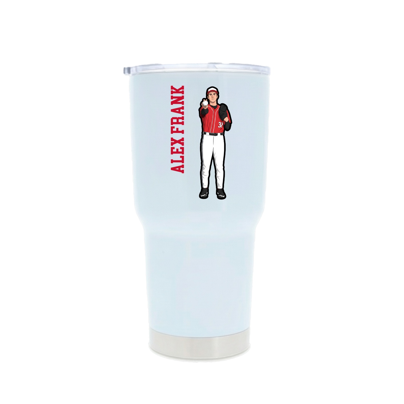 30oz Stainless Steel Tumbler — Name Vertical in White