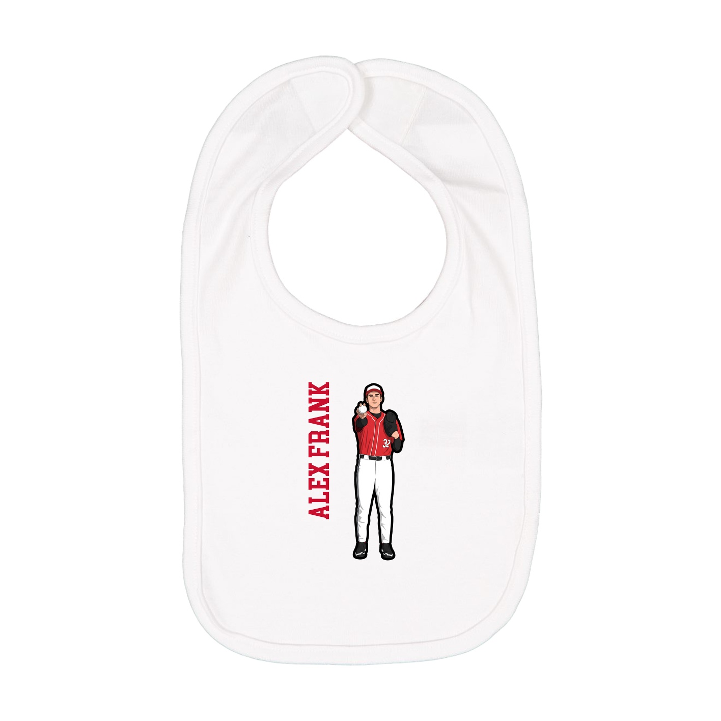 Infant Bib — Name Vertical in White