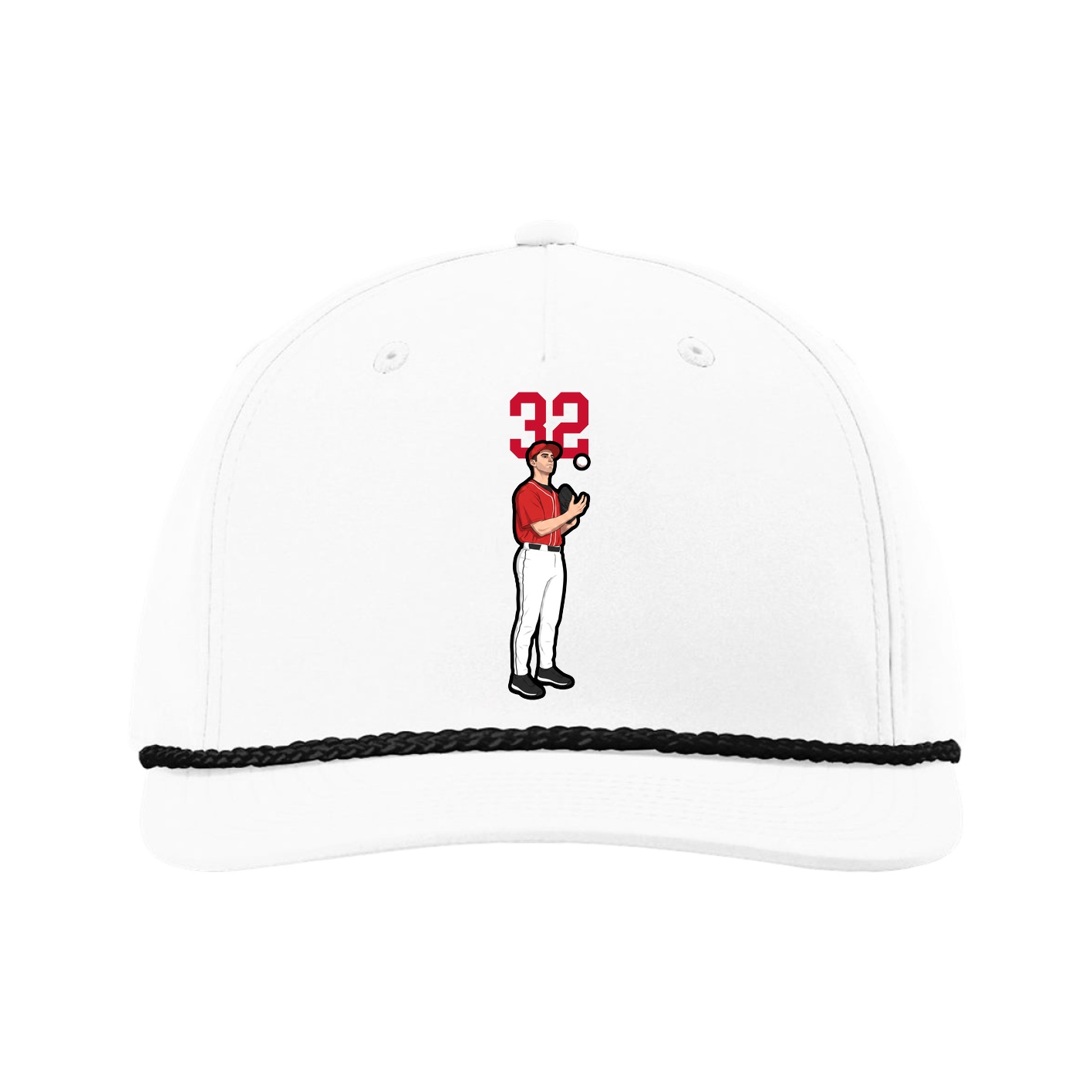 Five-Panel Classic Rope Cap — Number Top in White