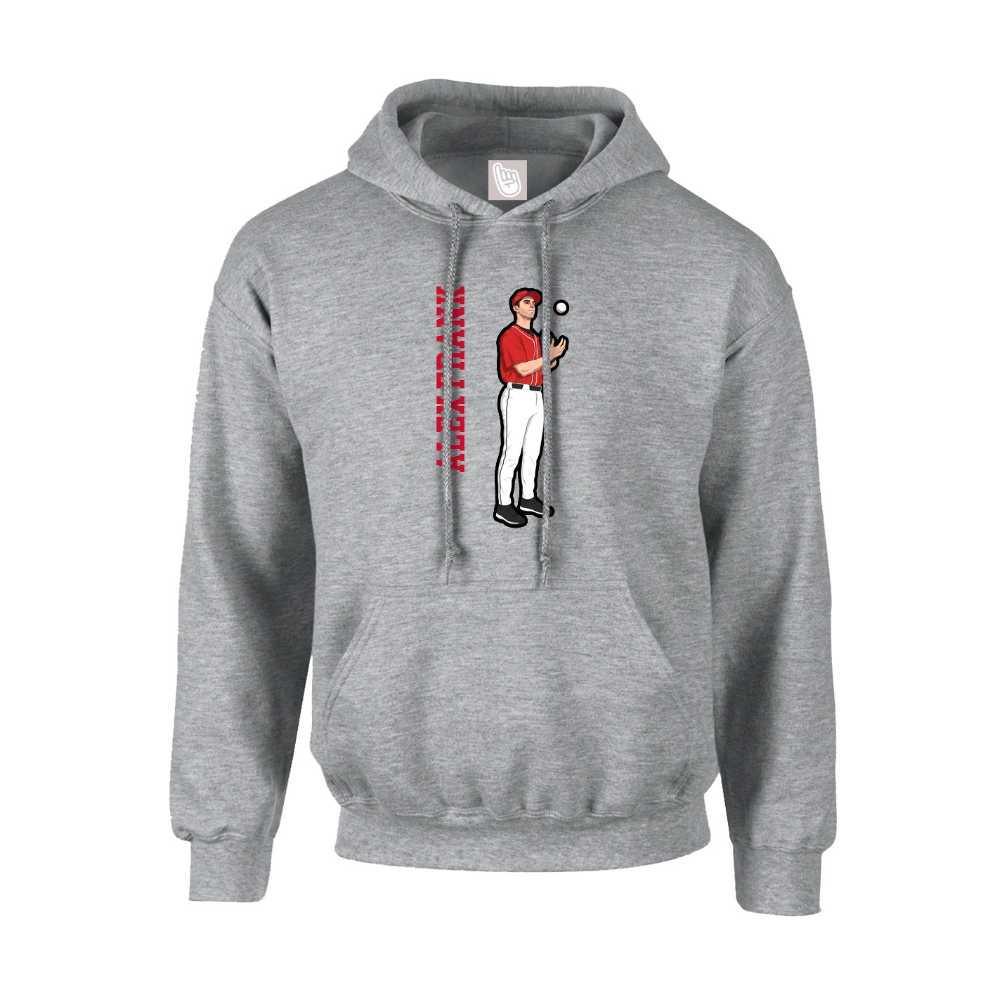 Hoodie — Name Vertical in Grey