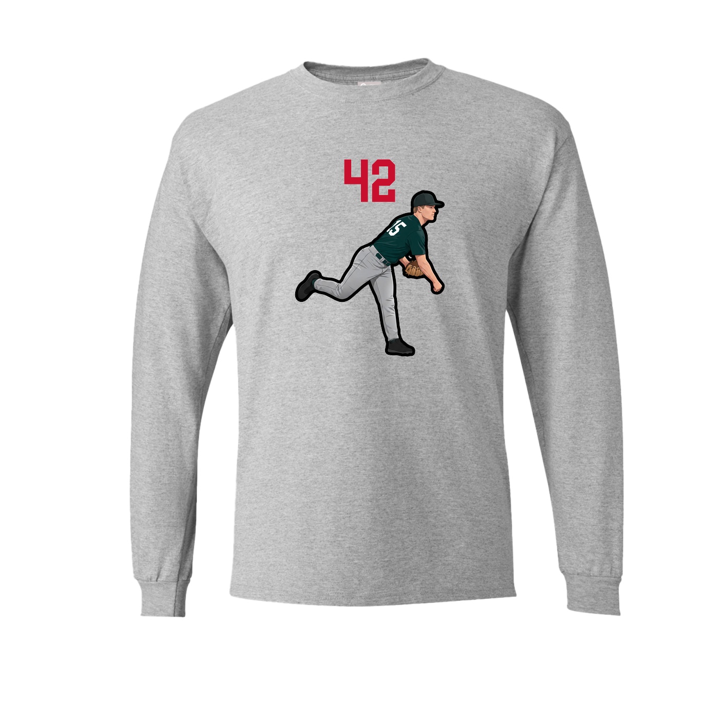 Long Sleeve Tee — Number Top in Grey