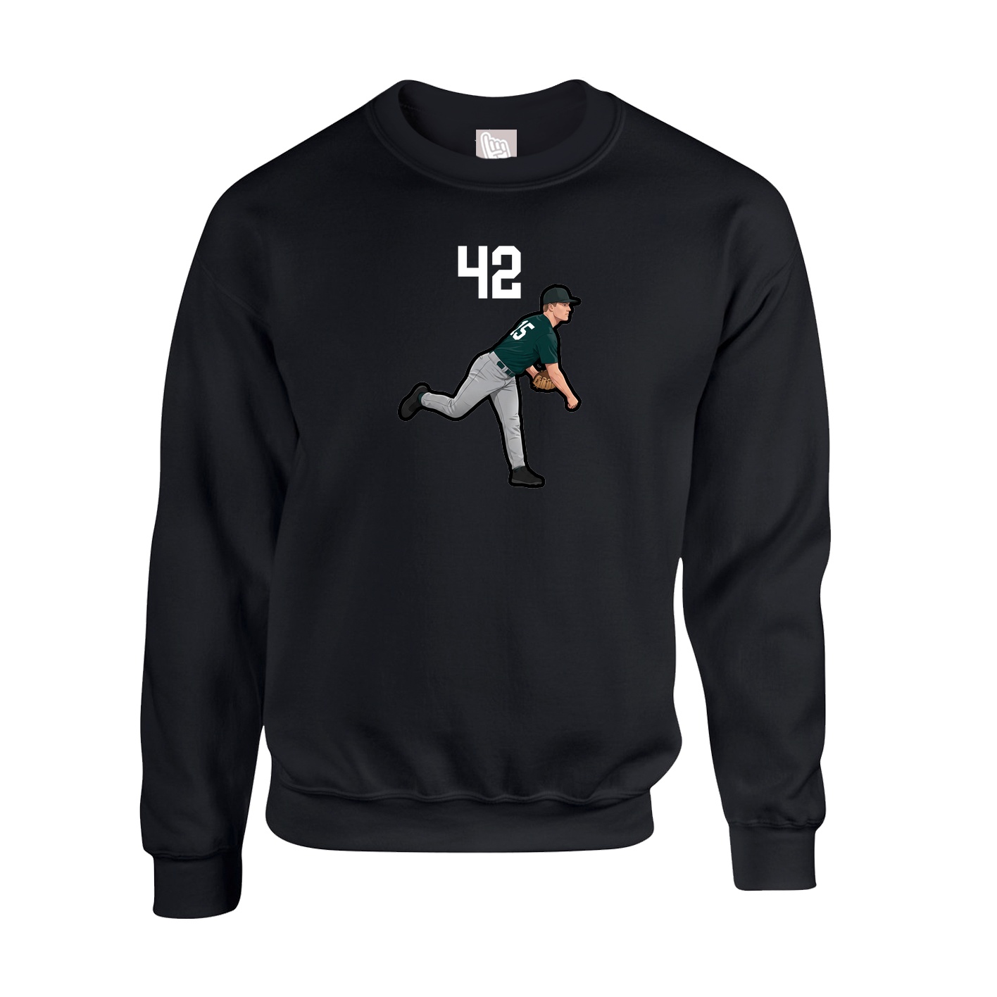 Fleece Crew — Number Top in Black