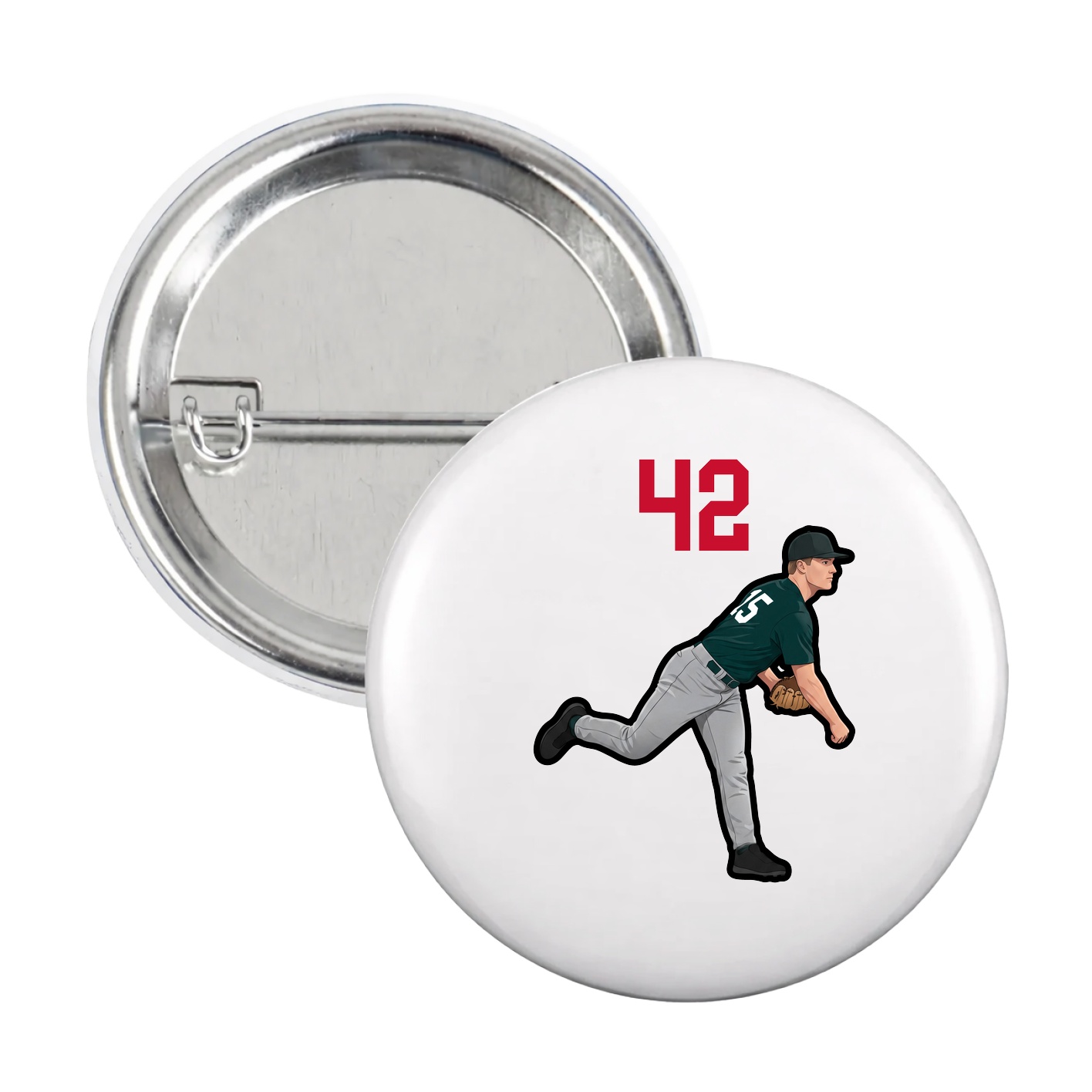 Game Day Button — Number Top in White