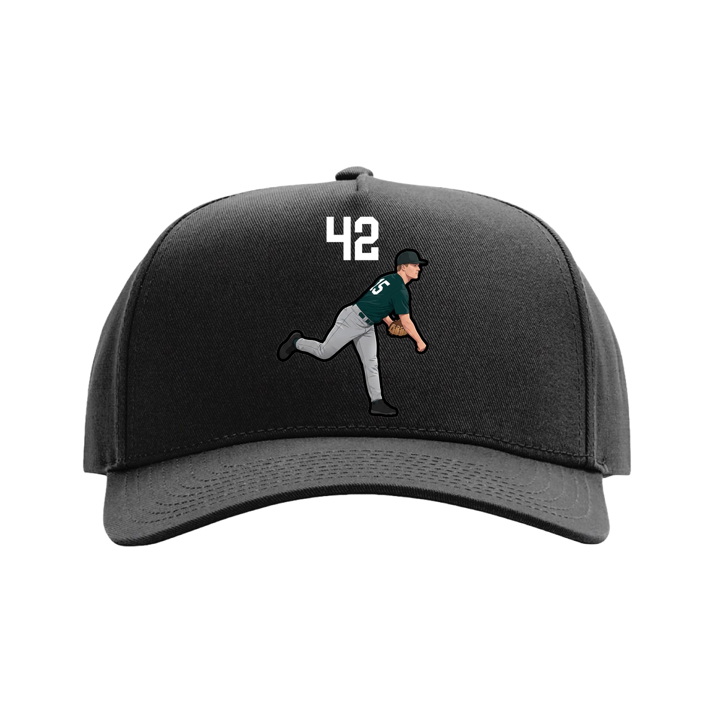 Full Fabric Five-Panel Champ Cap — Number Top in Black