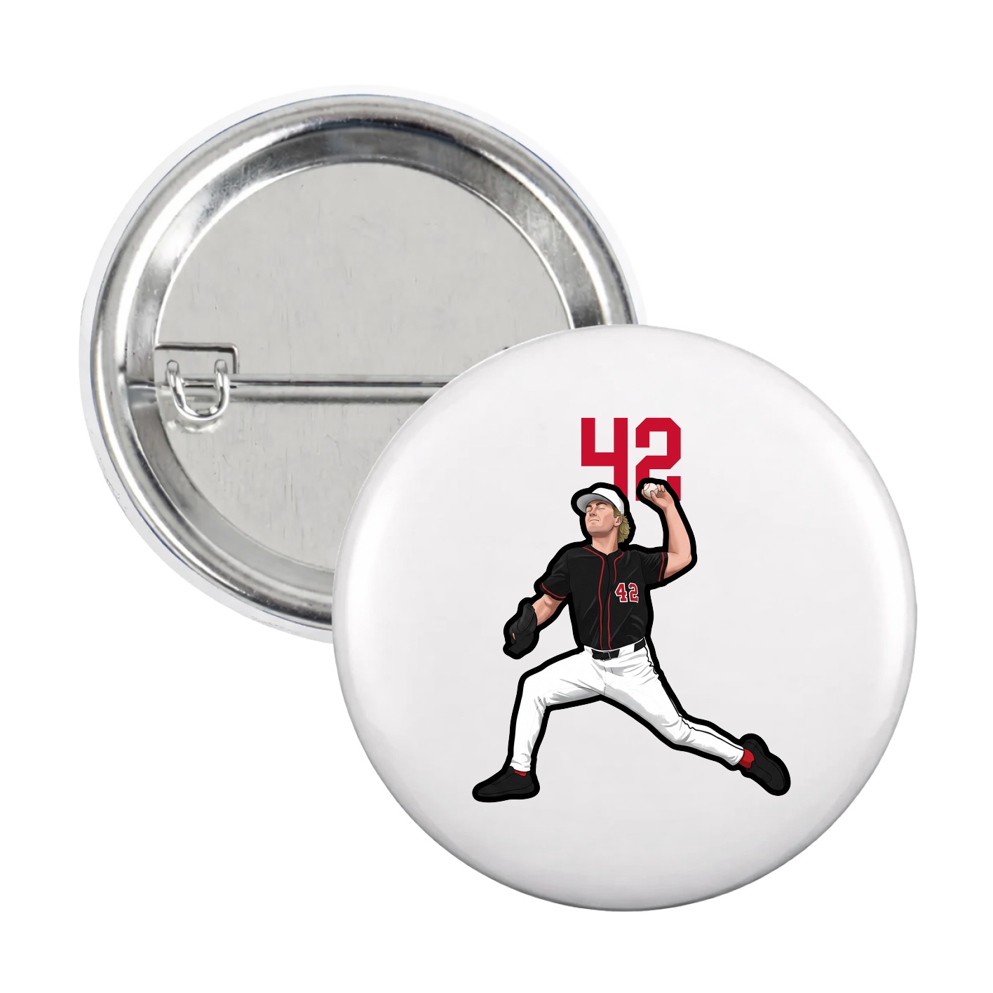 Game Day Button — Number Top in White