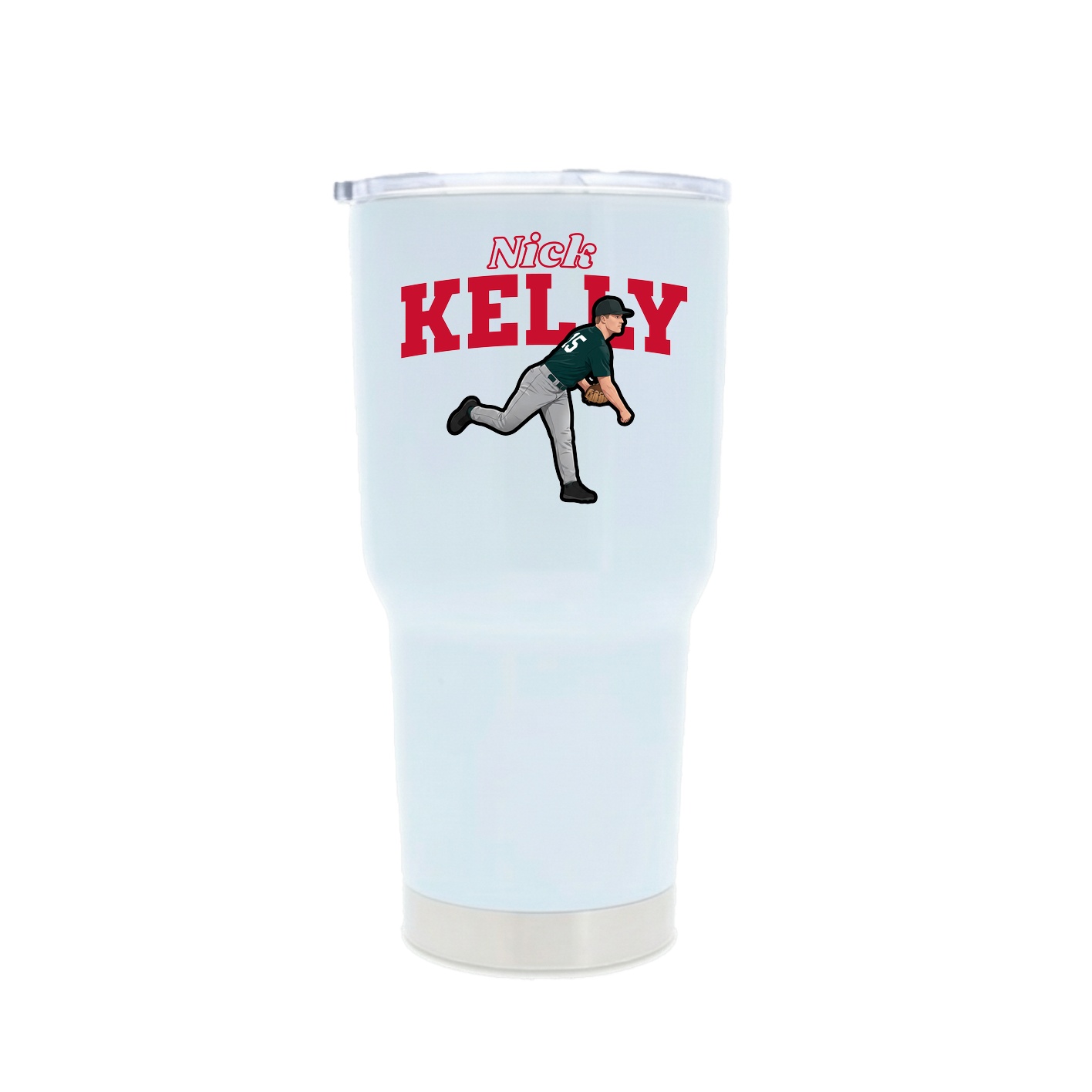 30oz Stainless Steel Tumbler — Name Arch in White