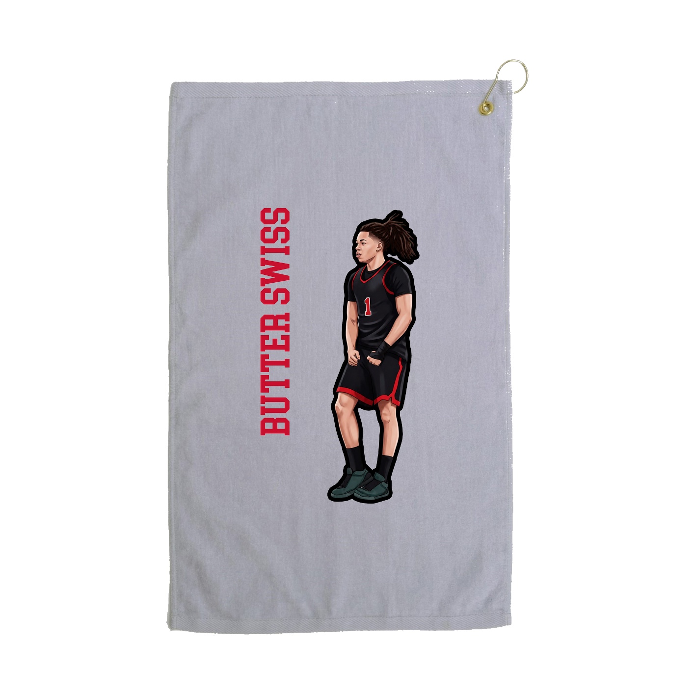 Golf Towel — Name Vertical in Grey