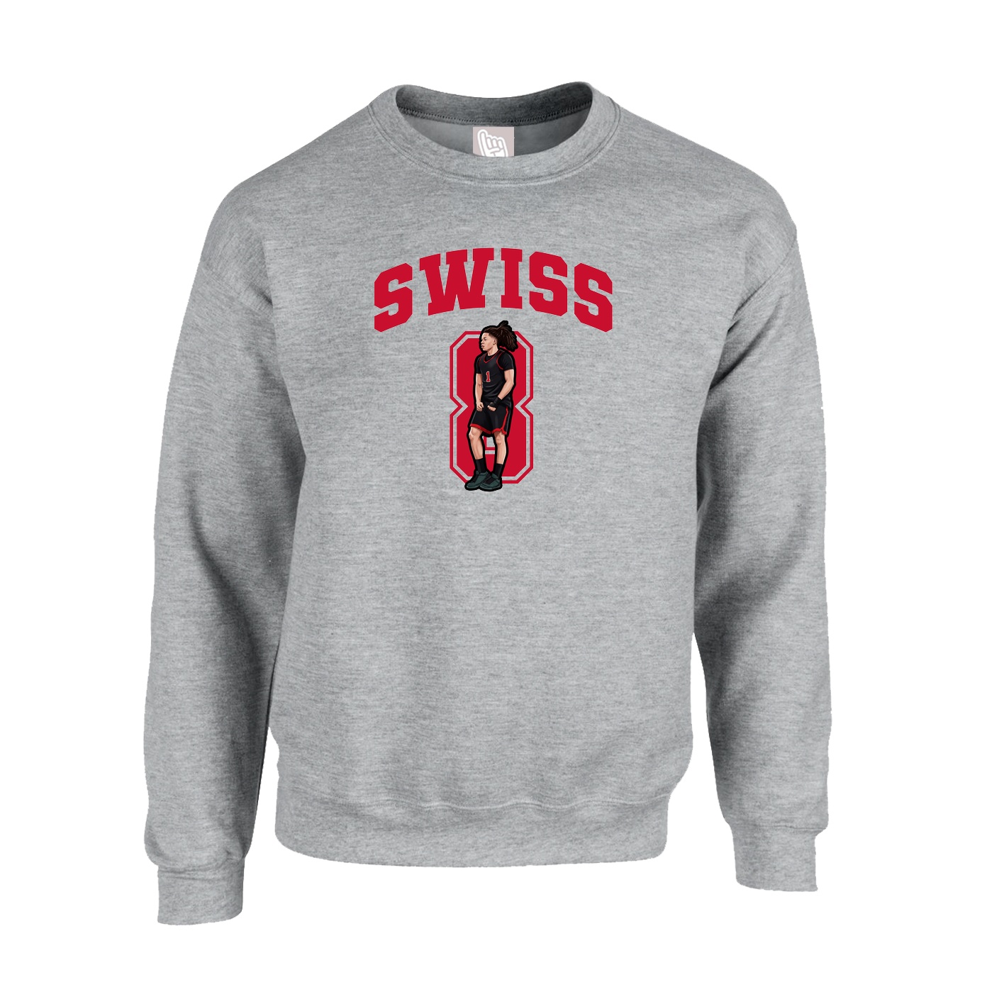 Fleece Crew — Number in Grey