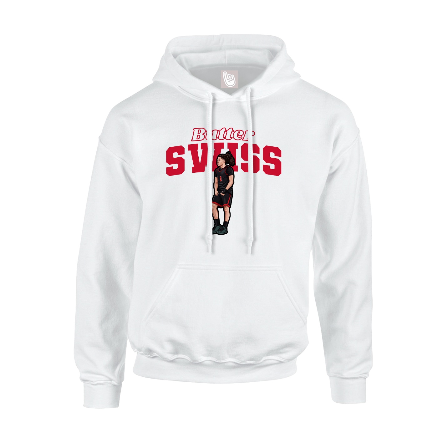 Youth Hoodie — Name Arch in White