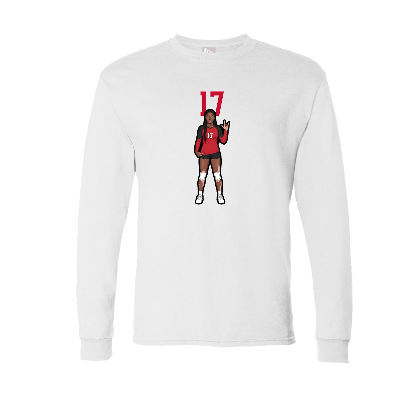 Long Sleeve Tee — Number Top in White