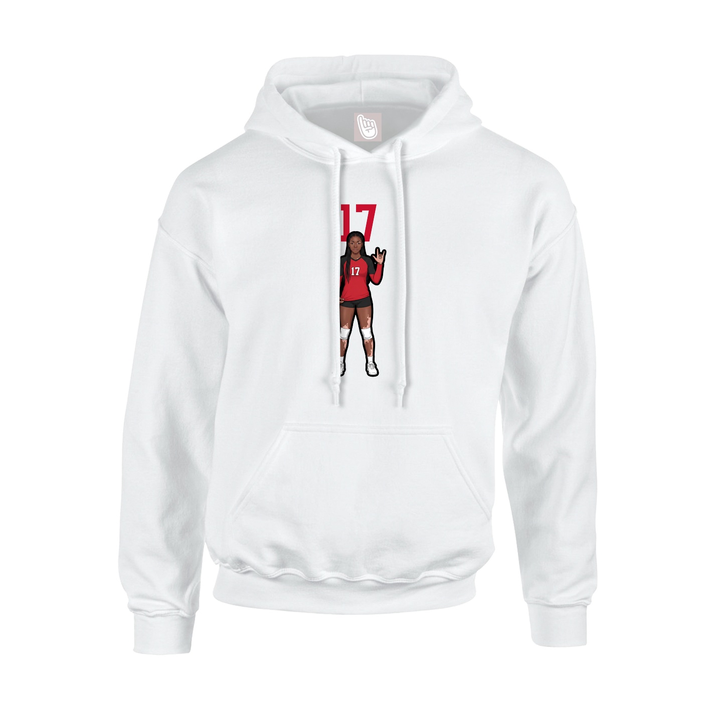 Youth Hoodie — Number Top in White