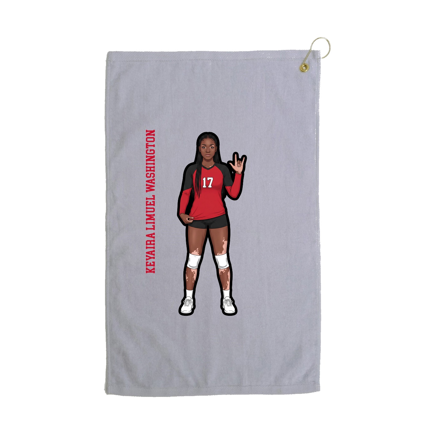 Golf Towel — Name Vertical in Grey