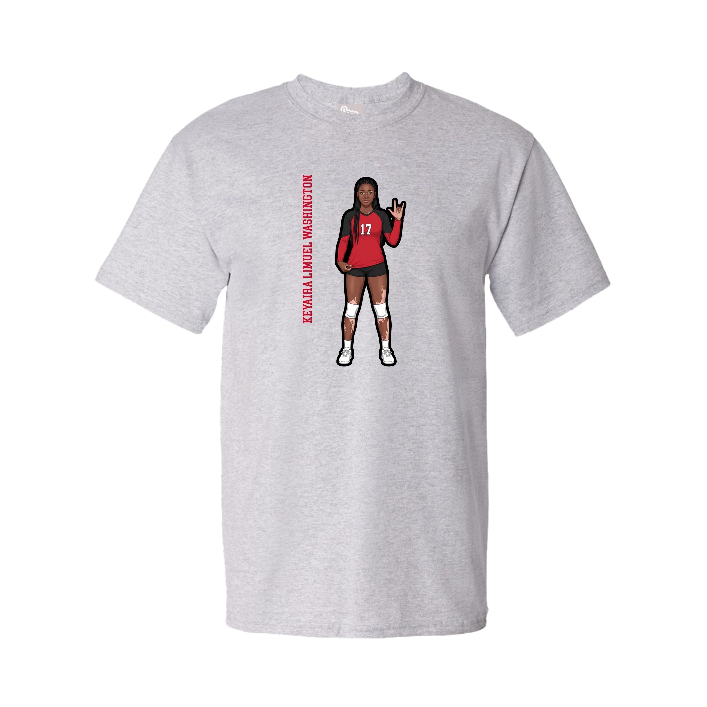 Youth Tee — Name Vertical in Grey