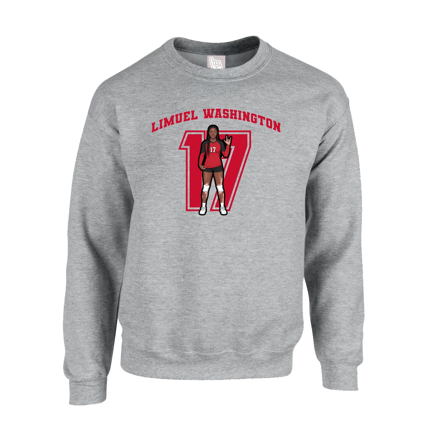 Fleece Crew — Number in Grey