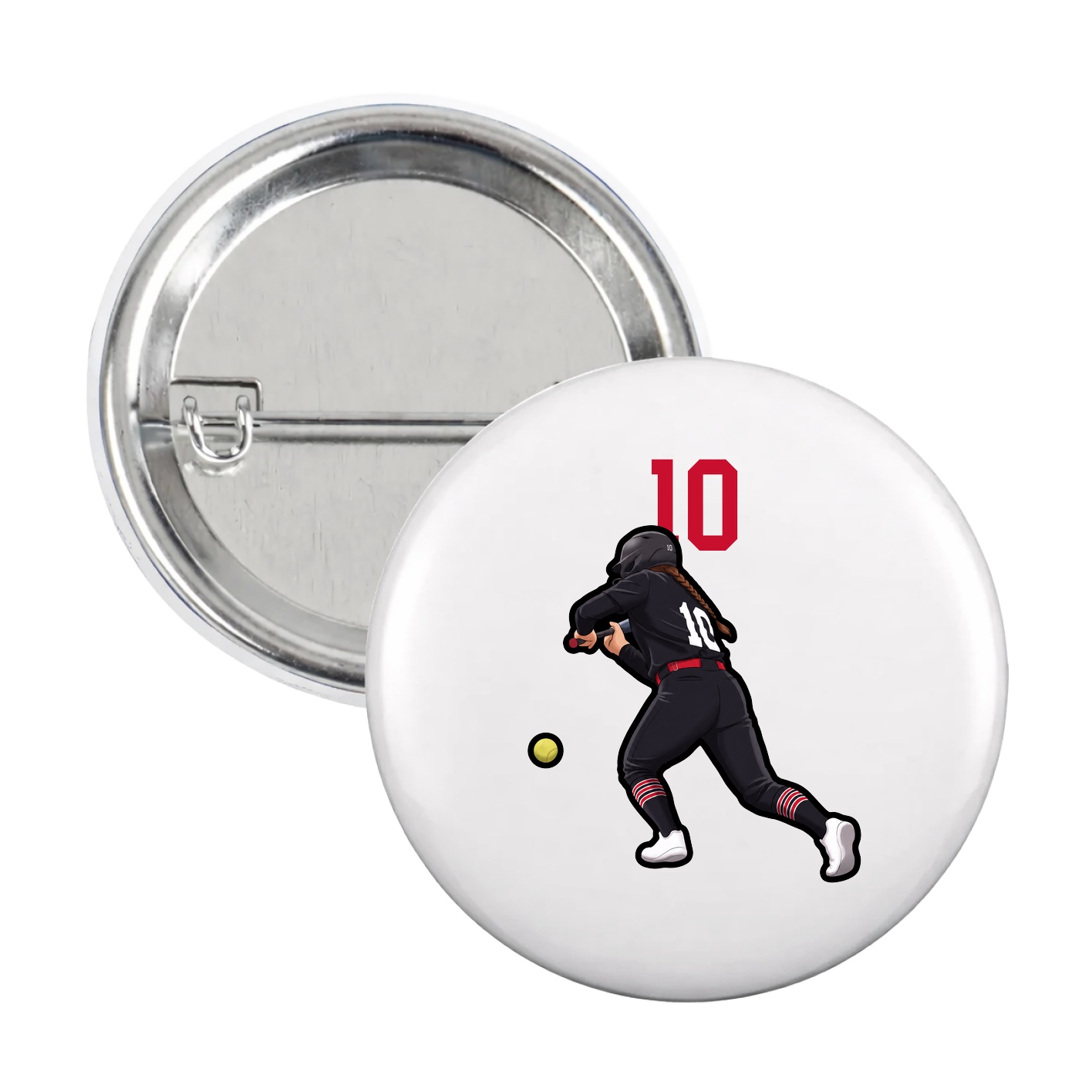 Game Day Button — Number Top in White