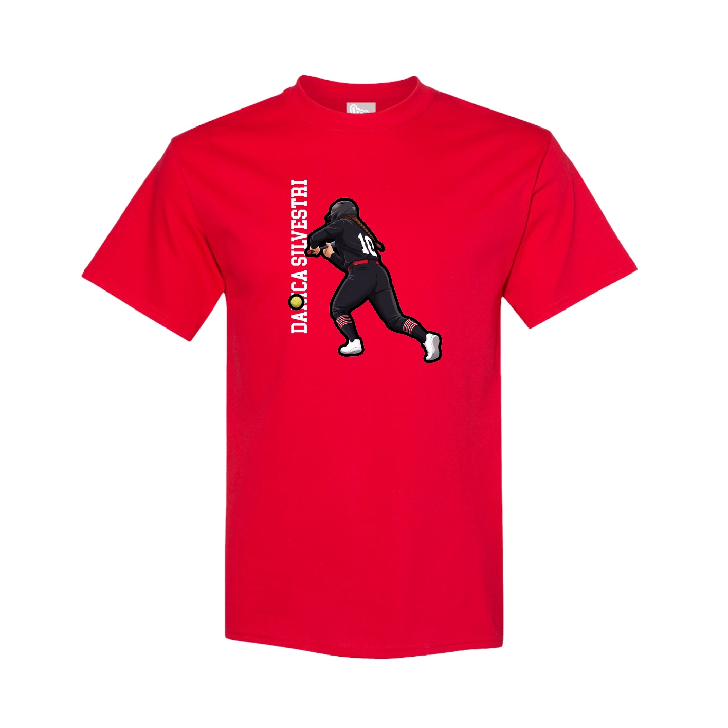 Youth Tee — Name Vertical in Red