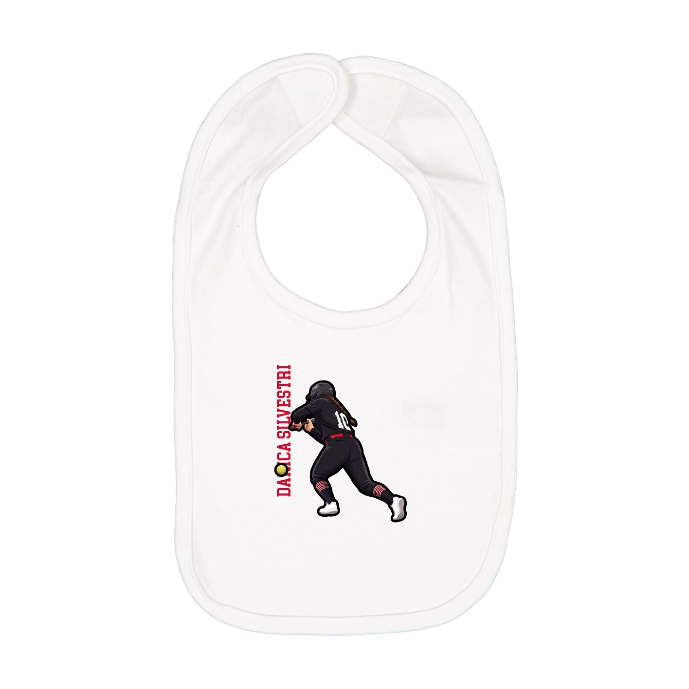 Infant Bib — Name Vertical in White