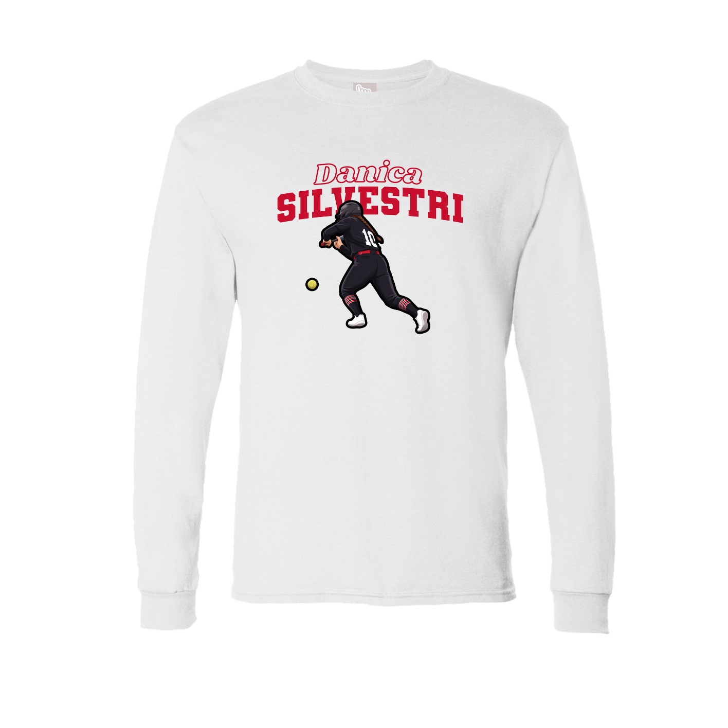 Long Sleeve Tee — Name Arch in White