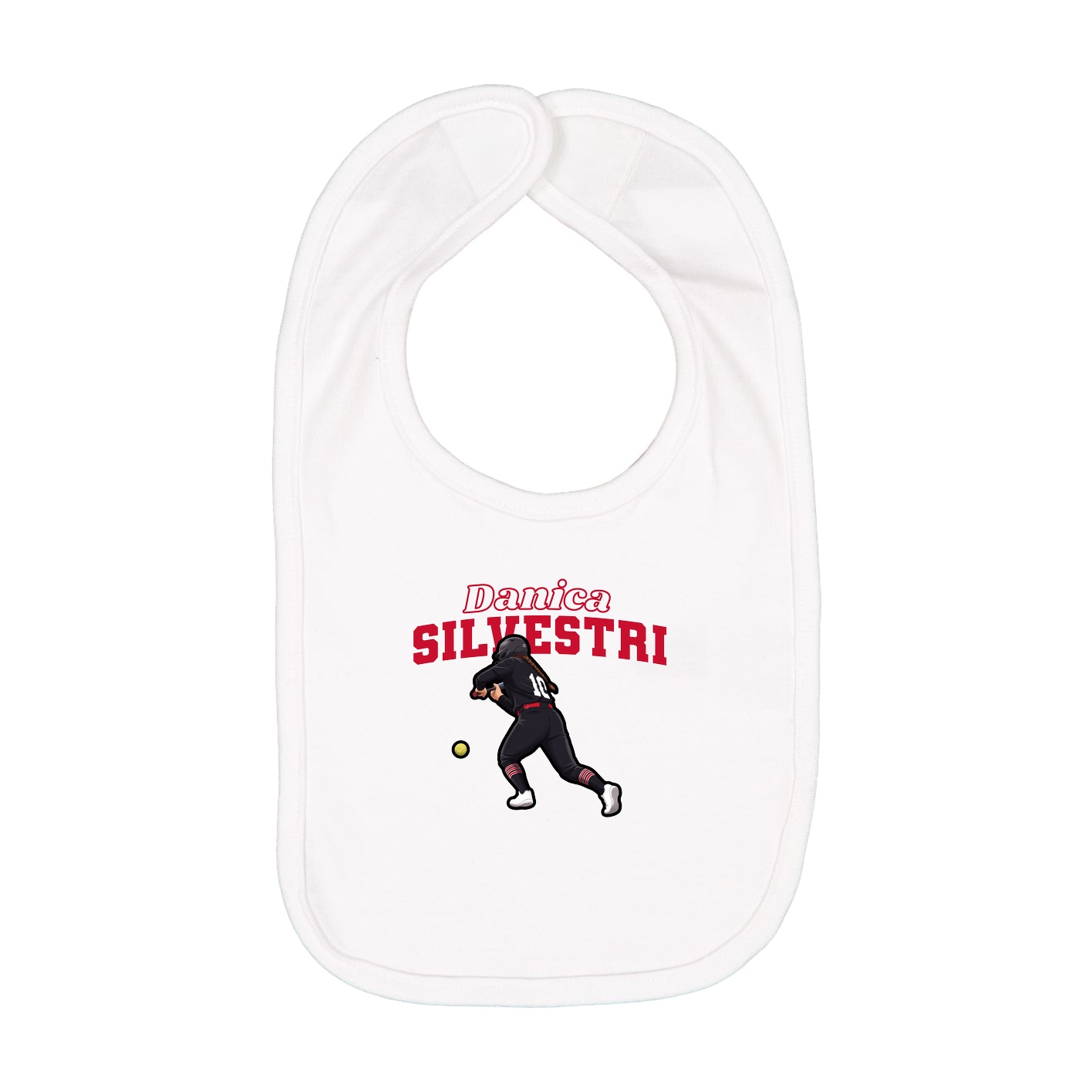 Infant Bib — Name Arch in White