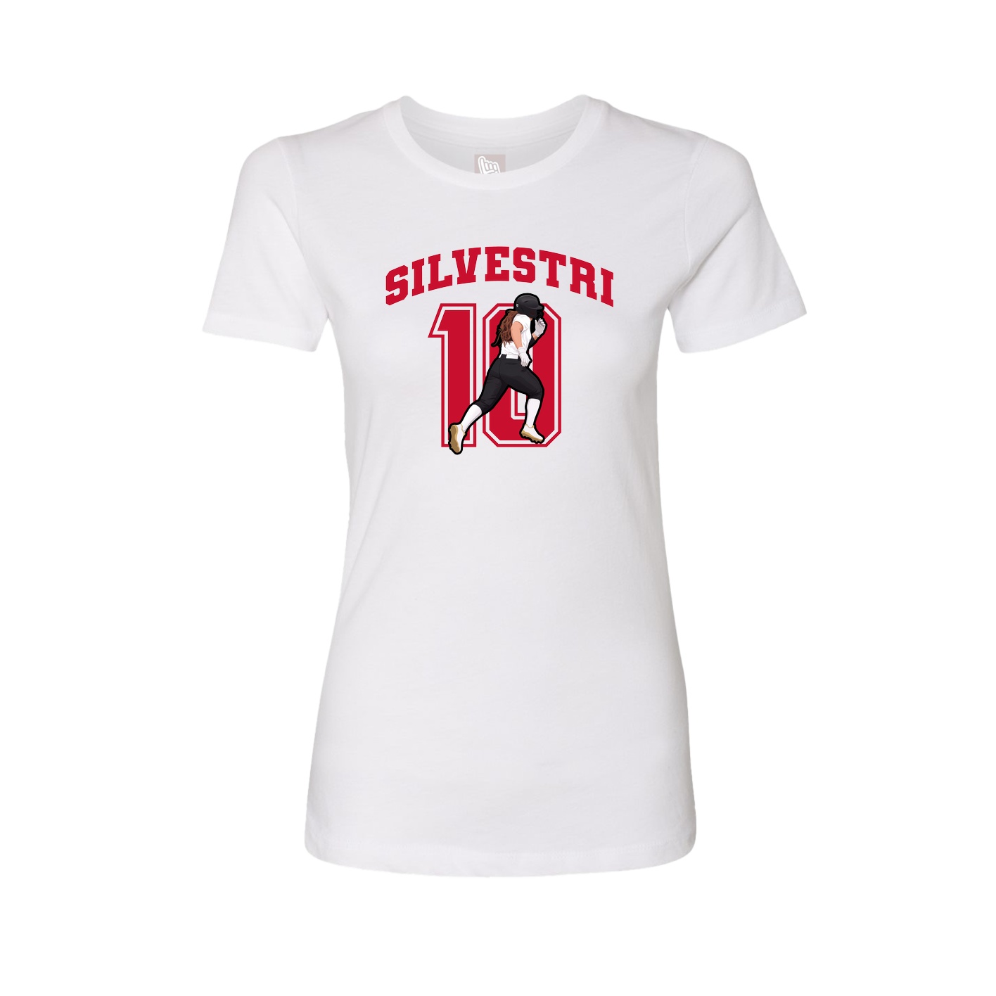 Fitted Women's Tee — Number in White
