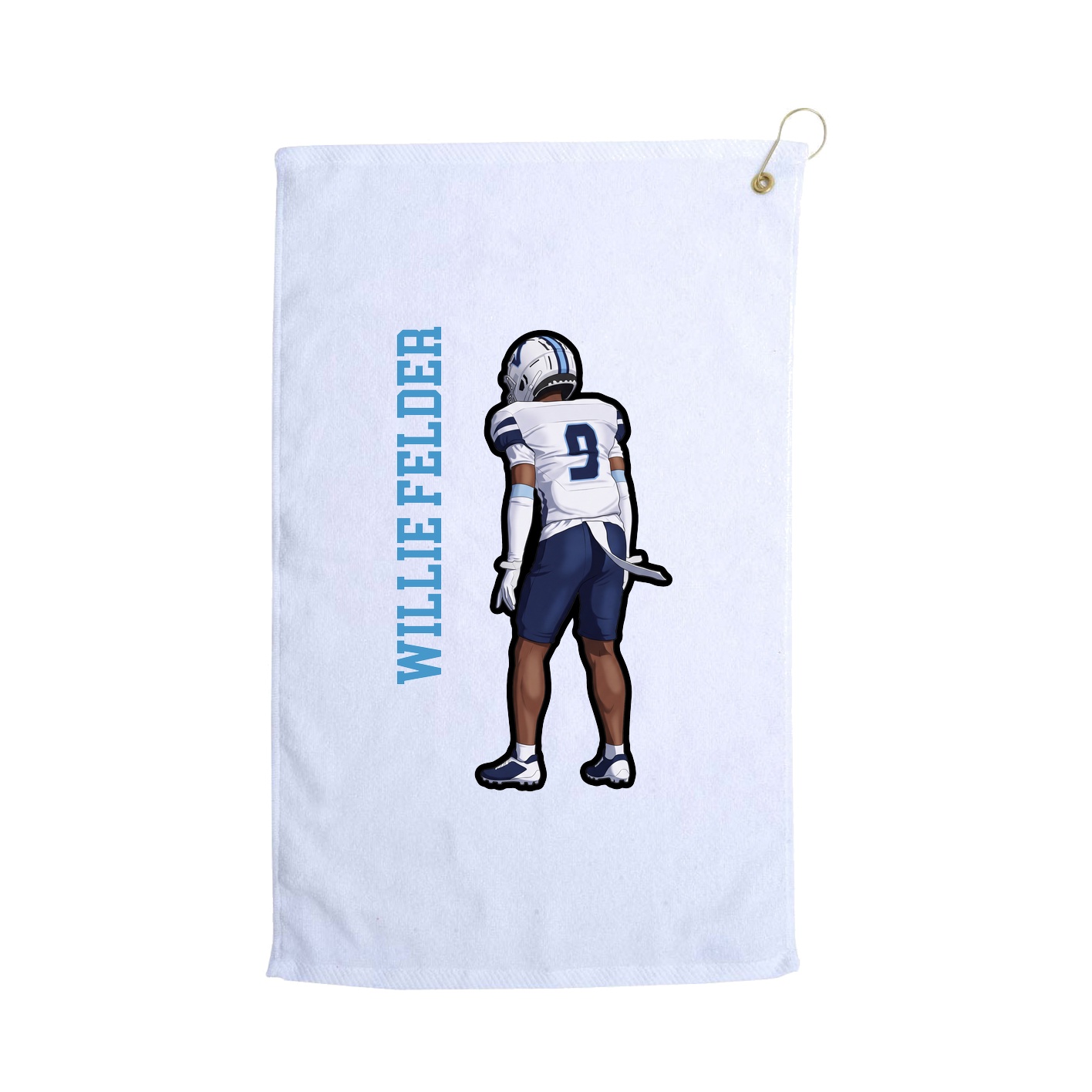 Golf Towel — Name Vertical in White
