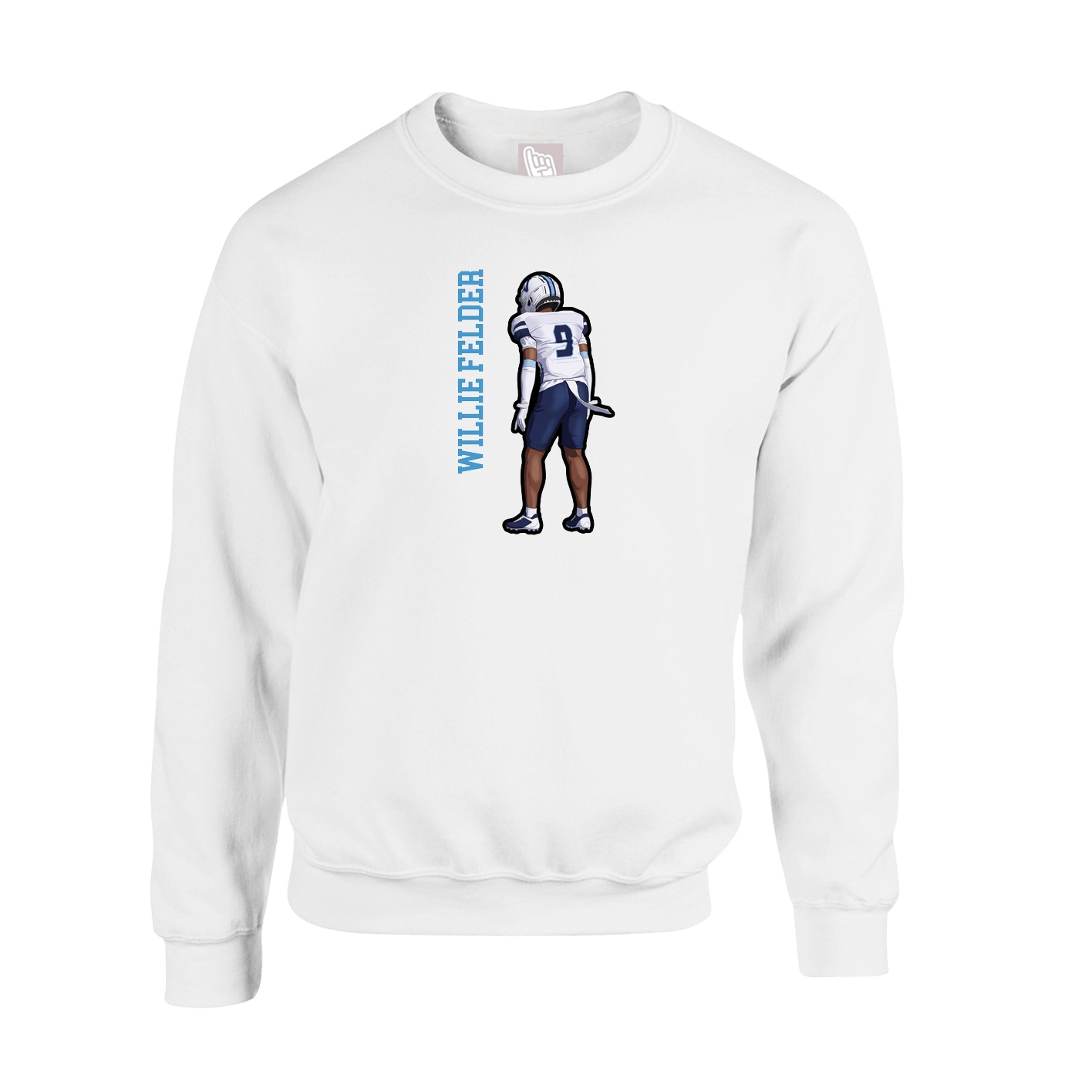 Fleece Crew — Name Vertical in White