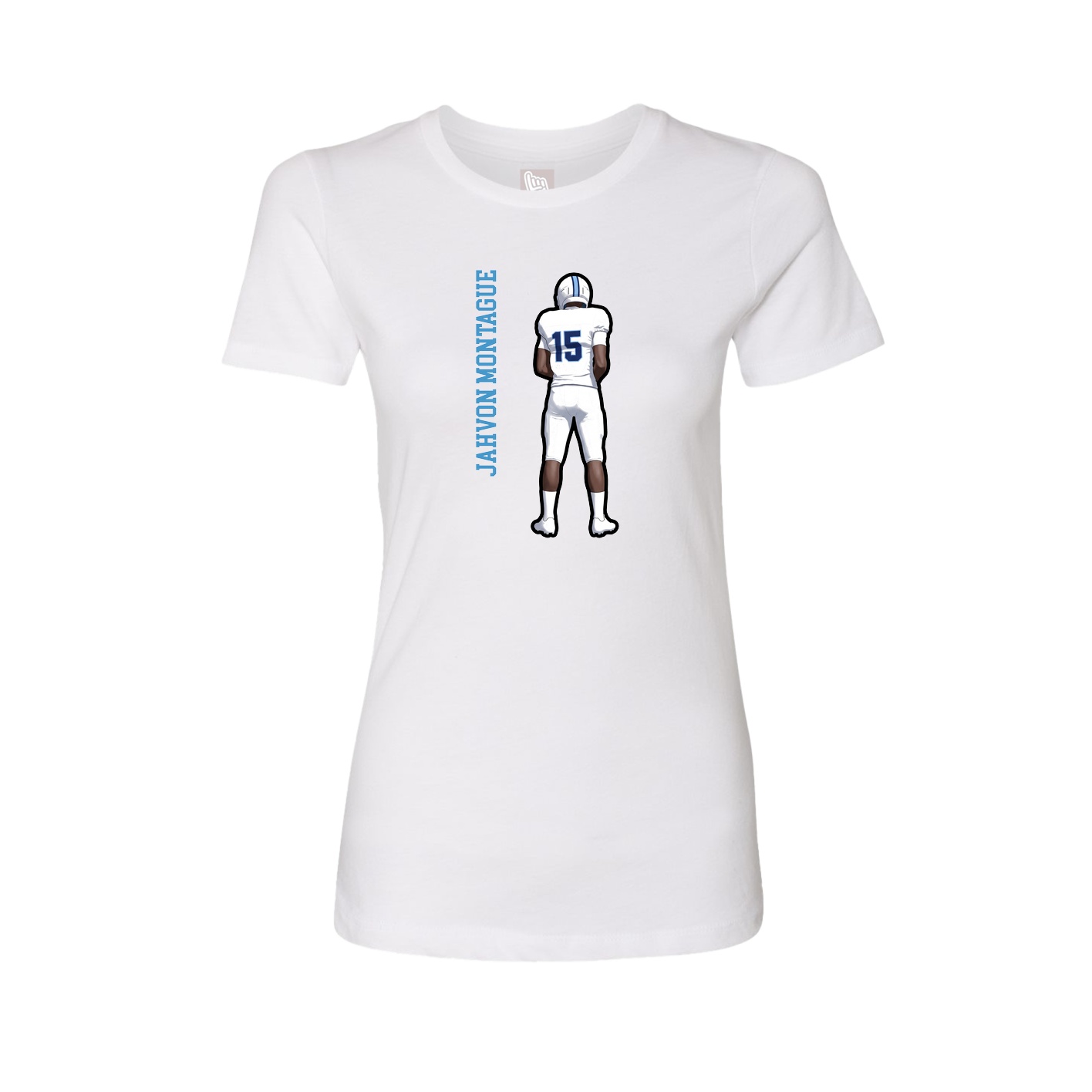 Fitted Women's Tee — Name Vertical in White