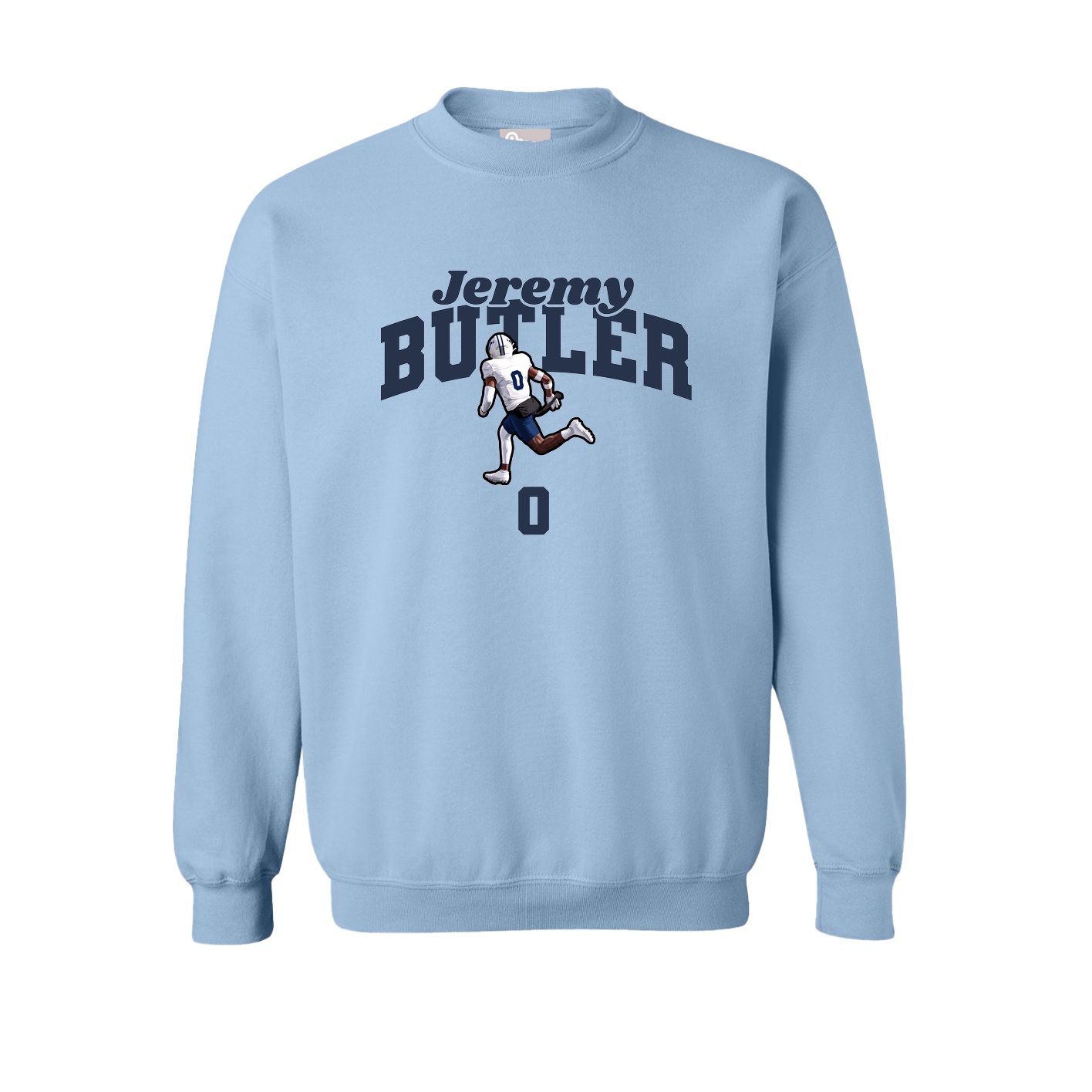 Fleece Crew — Signature Arch in Light Blue