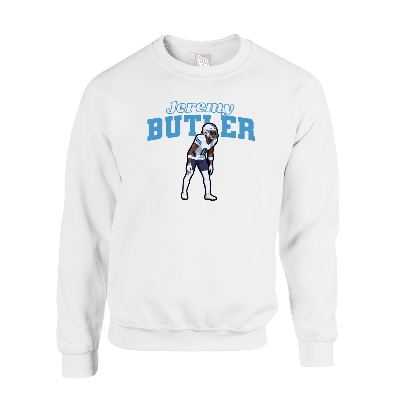 Fleece Crew — Name Arch in White