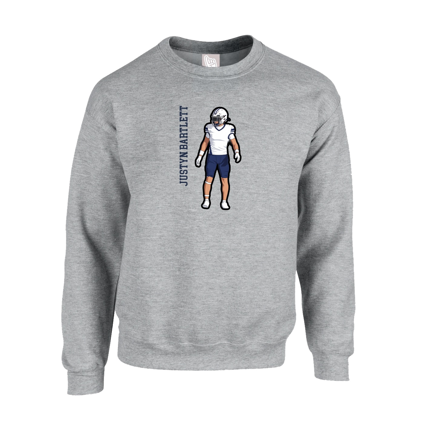 Fleece Crew — Name Vertical in Grey
