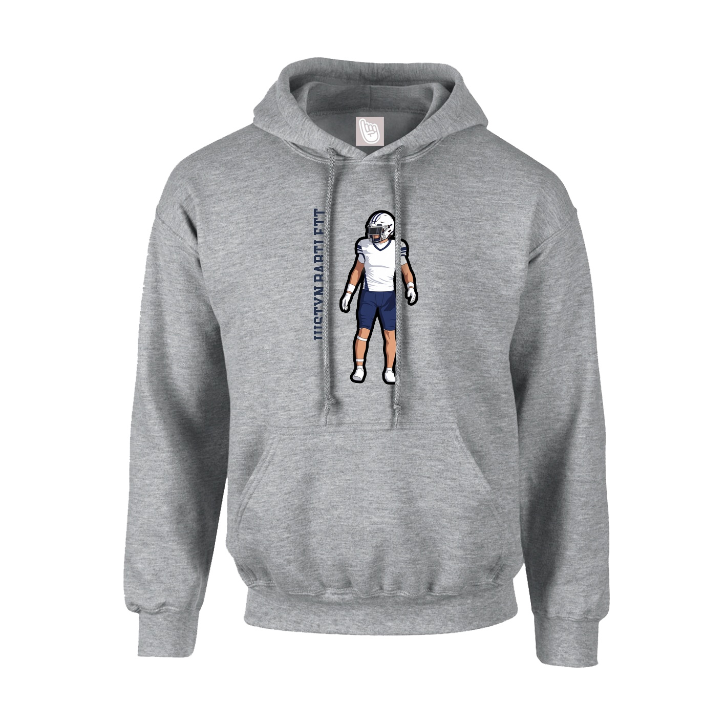 Youth Hoodie — Name Vertical in Grey