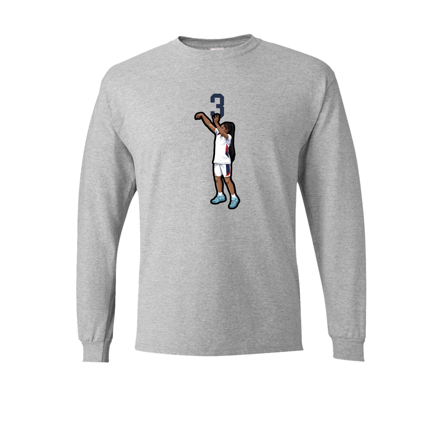 Long Sleeve Tee — Number Top in Grey