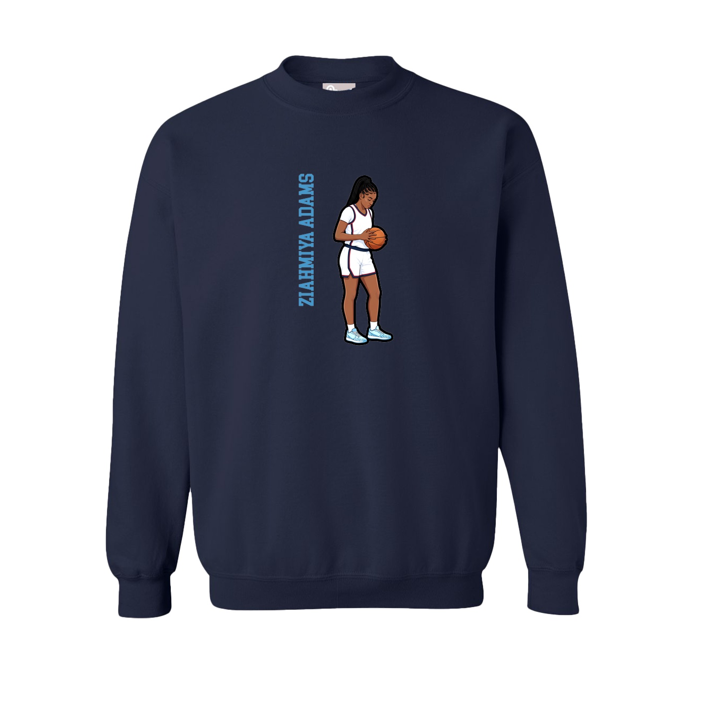 Fleece Crew — Name Vertical in Navy