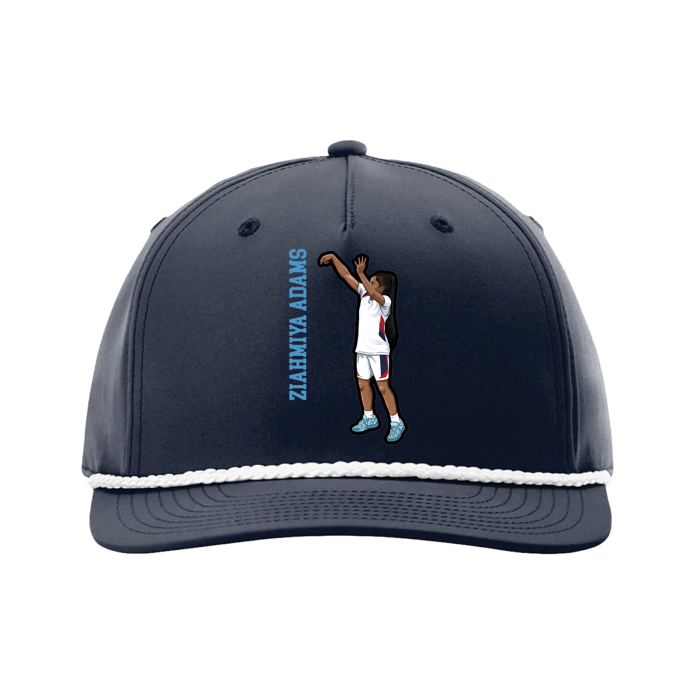 Five-Panel Classic Rope Cap — Name Vertical in Navy