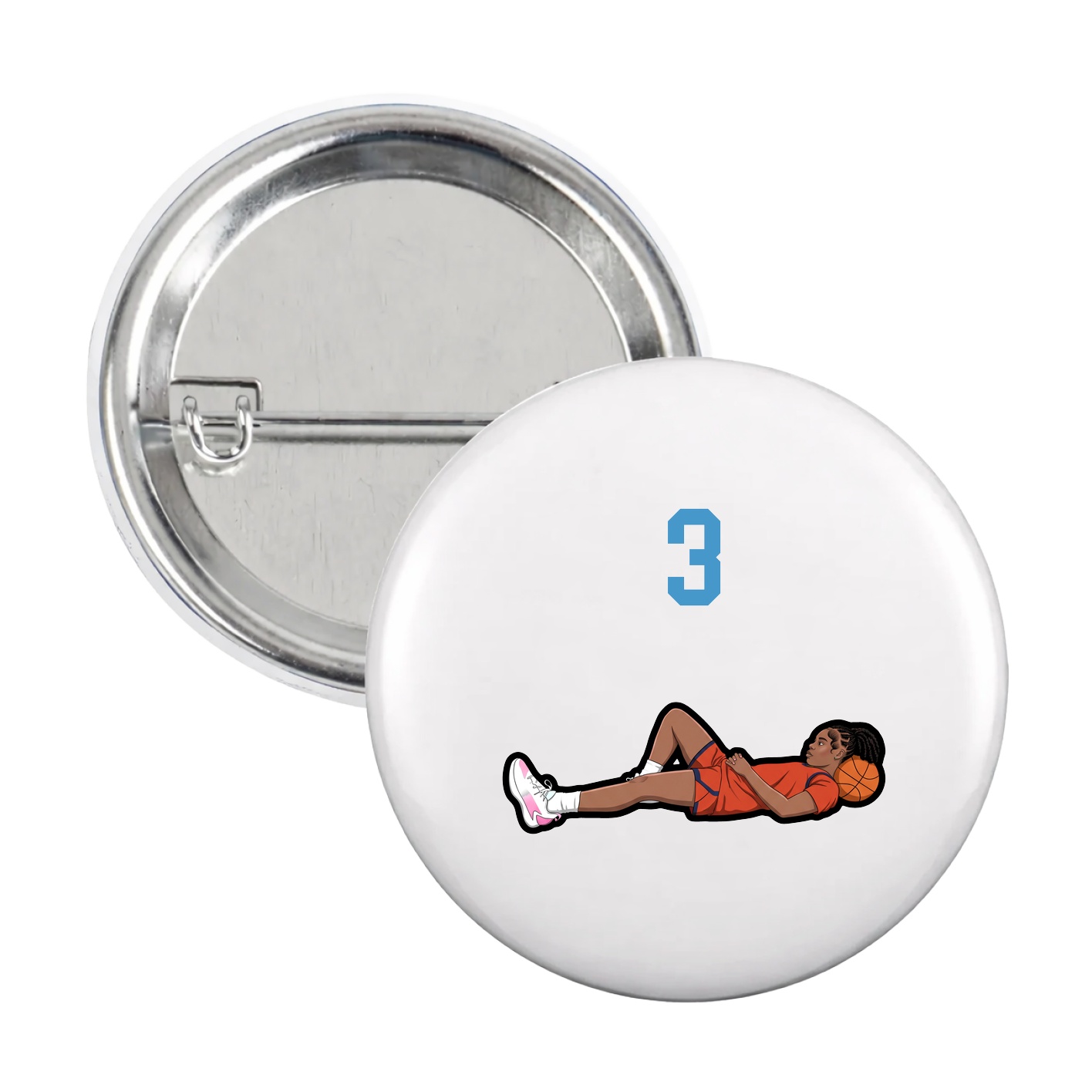Game Day Button — Number Top in White