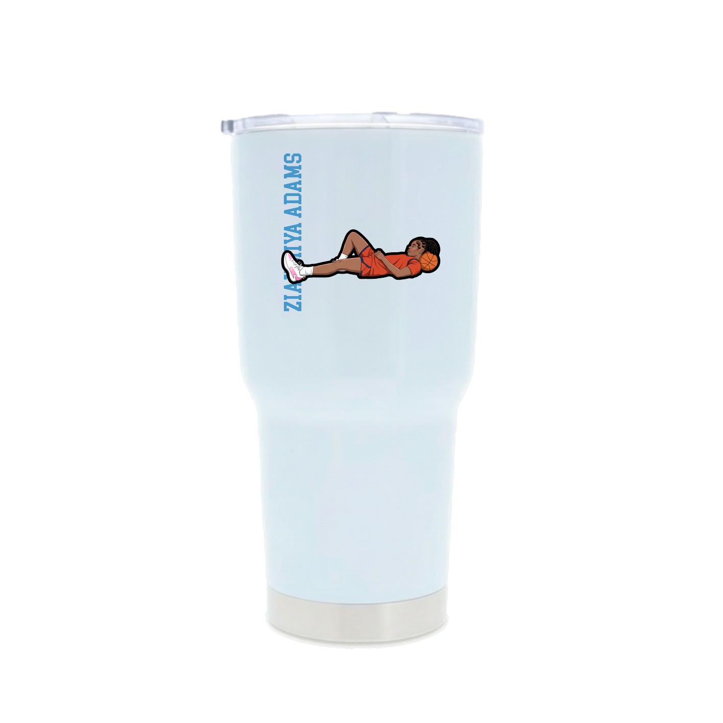 30oz Stainless Steel Tumbler — Name Vertical in White